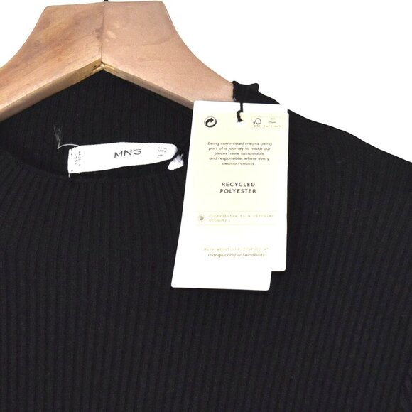 Mango Black Ribbed Dress S Minimalist Modern Core Basic Sleek Soft Glam Outfit - Picture 4 of 8